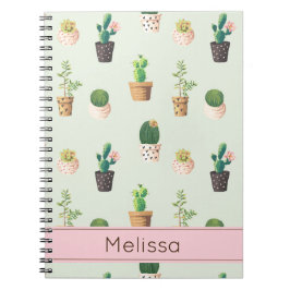 Cuaderno personalizado de la impresión del cactus
