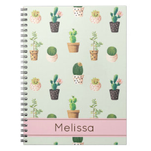 Cuaderno personalizado de la impresión del cactus