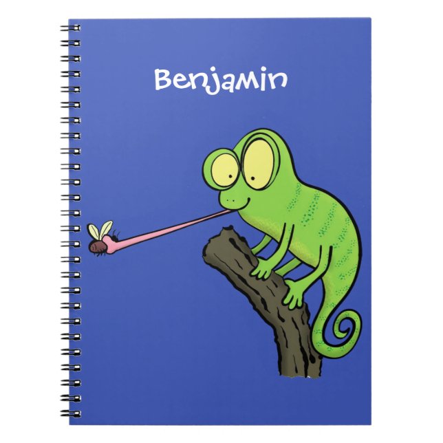 Cuaderno Personalizado de lagarto de camaleón verde lindo (Frente)