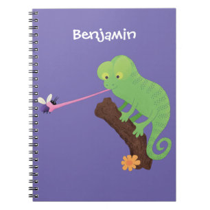 Cuaderno Personalizado de lagarto de camaleón verde lindo