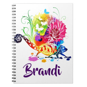 Cuaderno personalizado de lagarto floral colorido