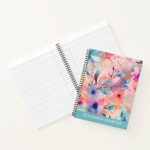 Cuaderno Personalizado de las flores de acuarela abstractas