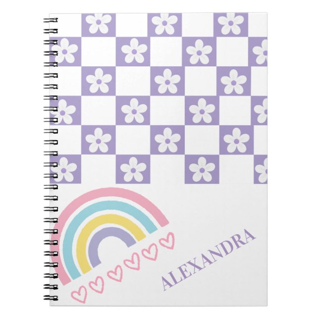 Cuaderno Personalizado de Lavanda Arcoíris Pastel  (Frente)