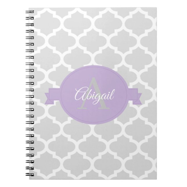 Cuaderno personalizado de Lavender Quatrefoil (Frente)