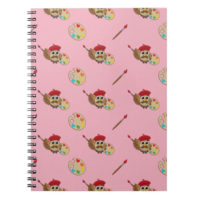 Cuaderno Personalizado de Lechuza Cute Painter (Frente)