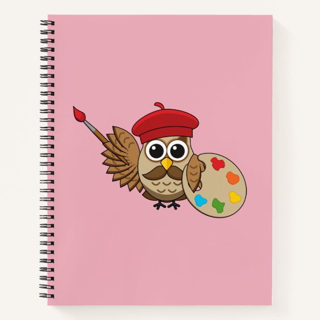 Cuaderno Personalizado de Lechuza Cute Painter (Anverso)