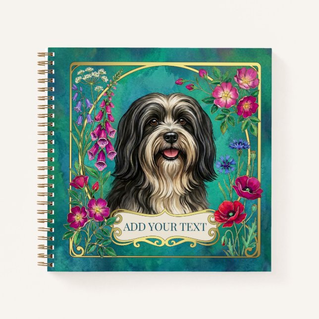 Cuaderno personalizado de Lhasa Apso en negro y bl (Anverso)