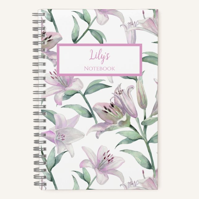 Cuaderno Personalizado de Lirios Rosados (Anverso)