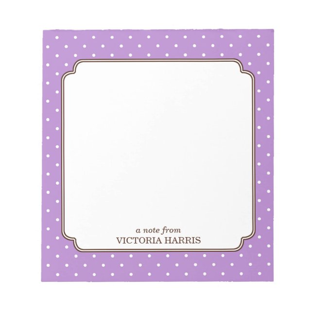 Cuaderno personalizado de lunares morado para chic (Frente)