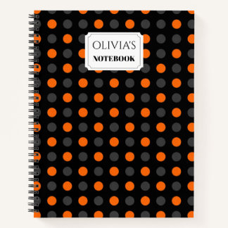 Cuaderno Personalizado de Lunares Naranja y Gris