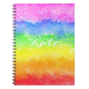 Cuaderno Personalizado de manchas de color arcoiris persona