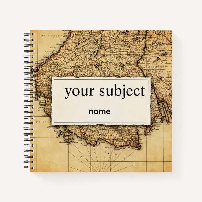 Cuaderno Personalizado de Mapa Mundial Antiguo Vin (Anverso)