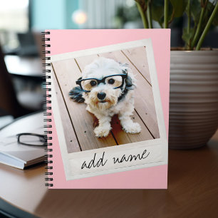 Cuaderno Personalizado de marco vintage Foto Rubor Rosa