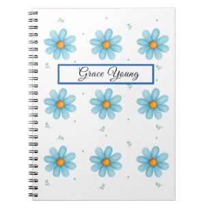 Cuaderno Personalizado de Margarita Azul con Nombr
