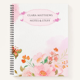 Cuaderno personalizado de mariposa floral