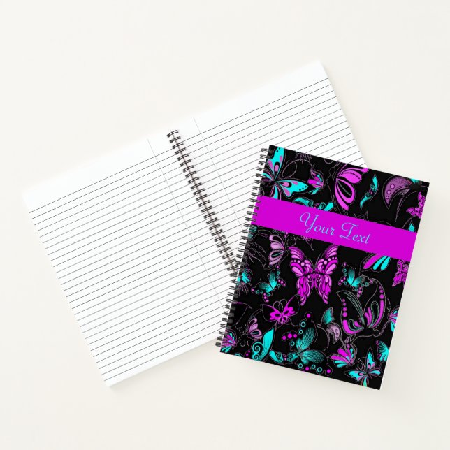 Cuaderno personalizado de mariposas moradas y turq (Interior)