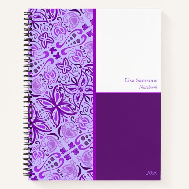 Cuaderno personalizado de mariposas púrpura (Anverso)