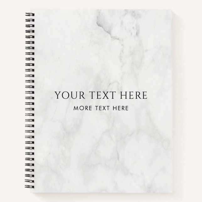 Cuaderno Personalizado de mármol blanco Texto Añadir planti (Anverso)