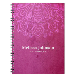 Cuaderno Personalizado de mediación de yoga de Mandala rosa