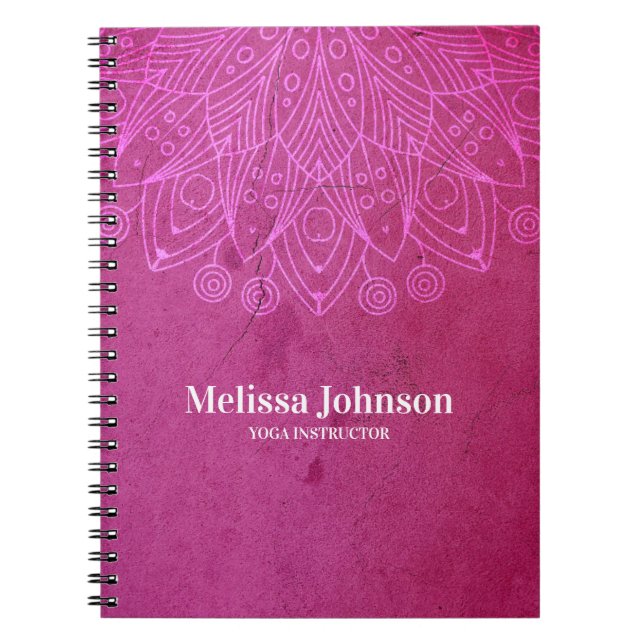 Cuaderno Personalizado de mediación de yoga de Mandala rosa (Frente)