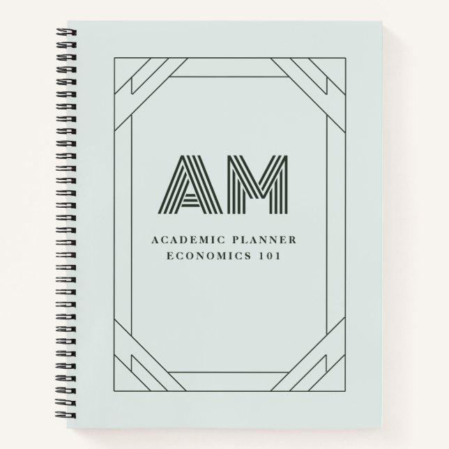 Cuaderno Personalizado de Menta Salvia con Monogra (Anverso)