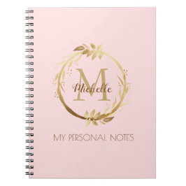 Cuaderno Personalizado de moda Rubor Pink Gold Monograma Mi