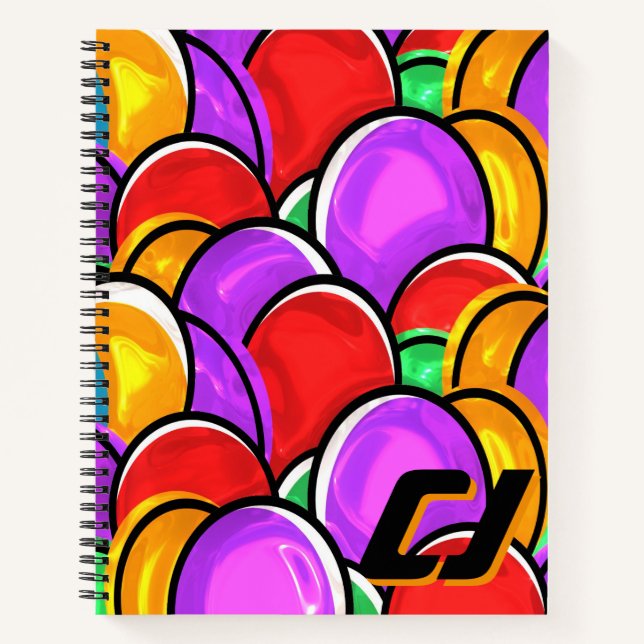 Cuaderno personalizado de monograma de arte pop on (Anverso)