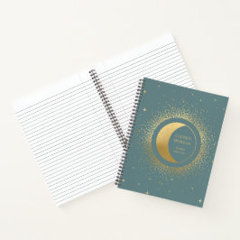 Cuaderno Personalizado de Monograma de Luna de Oro