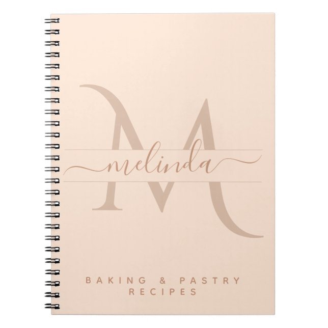 Cuaderno Personalizado de monograma rosa con estilo Texto R (Frente)