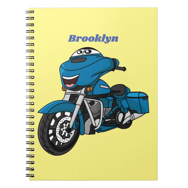 Cuaderno Personalizado de moto azul feliz (Frente)
