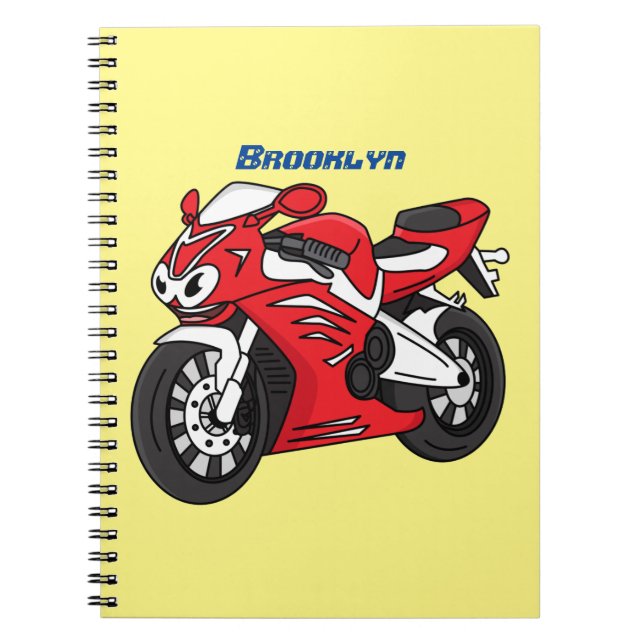 Cuaderno Personalizado de motocicleta roja (Frente)