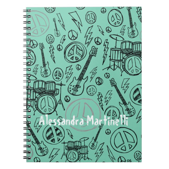Cuaderno personalizado de música con garabatos de  (Frente)