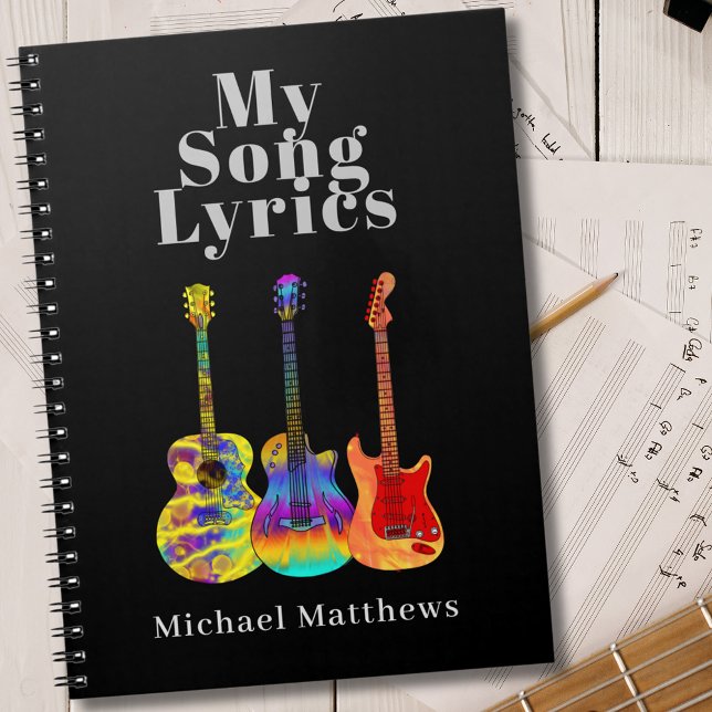 Cuaderno Personalizado de My Song Lyrics Guitar (My song lyrics guitar musician custom notebook Song writers, guitarists and music students)