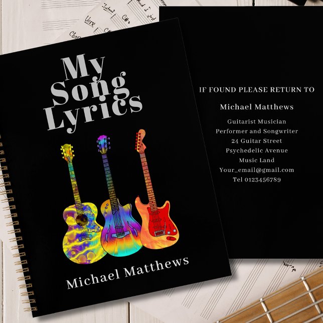 Cuaderno Personalizado de My Song Lyrics Guitar (My song lyrics guitar musician custom notebook for Songwriting notes )