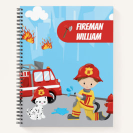 Cuaderno Personalizado de niño pequeño bombero con nombre