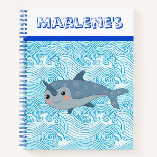 Cuaderno Personalizado de niños Narwhal Sketch
