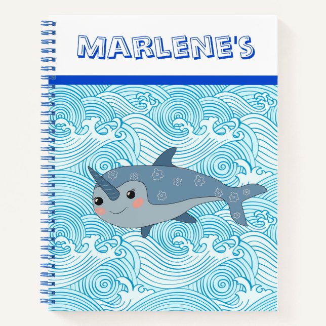 Cuaderno Personalizado de niños Narwhal Sketch (Anverso)