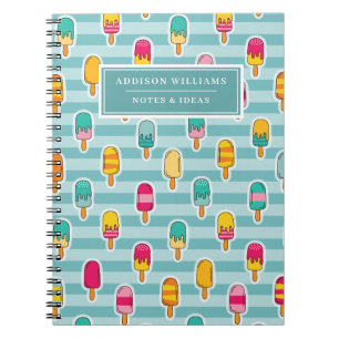 Cuaderno Personalizado de nombre de patrón de verano de pal