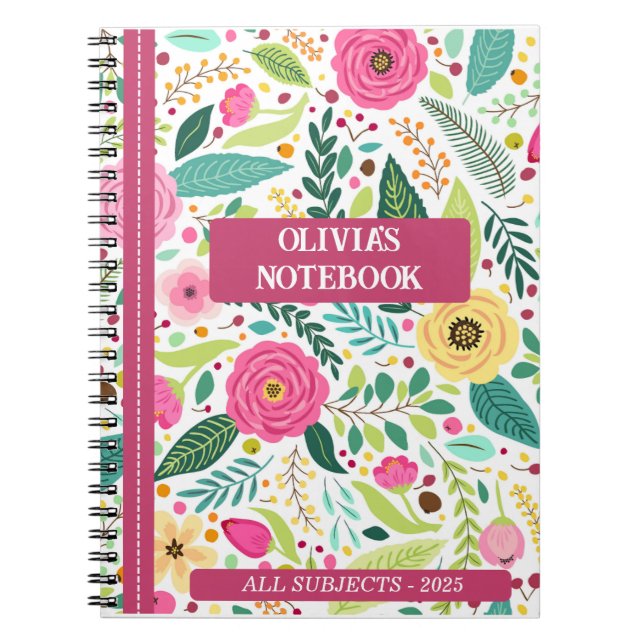 CUADERNO PERSONALIZADO DE NOTEBOOK FLORAL (Frente)