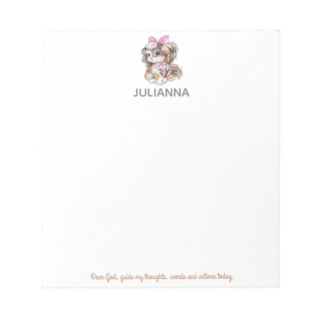 Cuaderno Personalizado de Oración y Cachorro Adora (Frente)