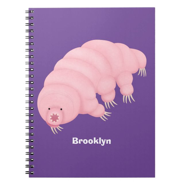 Cuaderno Personalizado de oso de agua tardígrado rosa y sua (Frente)