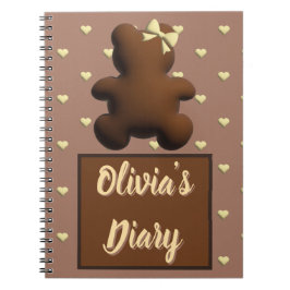 Cuaderno personalizado de oso de chocolate lindo