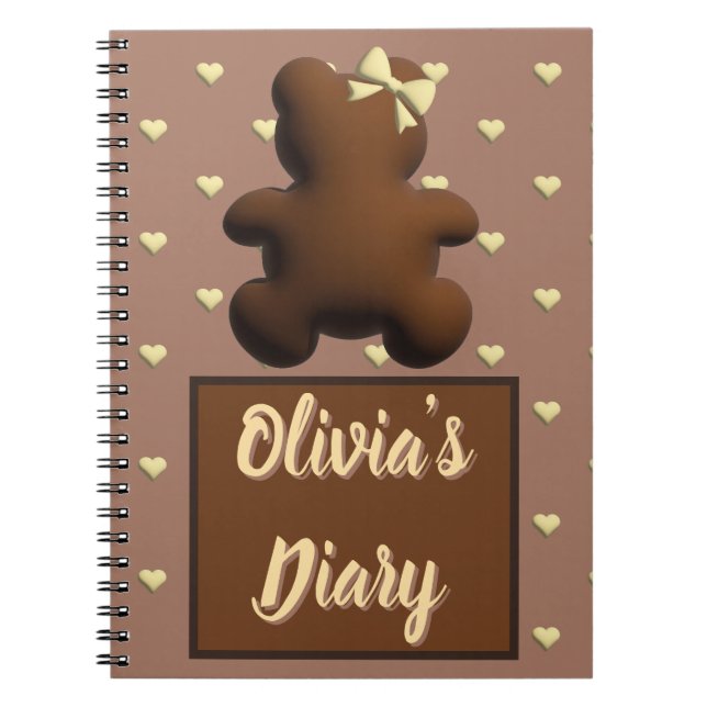 Cuaderno personalizado de oso de chocolate lindo (Frente)