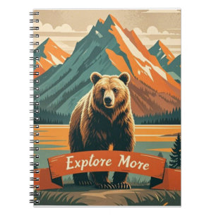 Cuaderno Personalizado de oso de estilo retro y cordillera