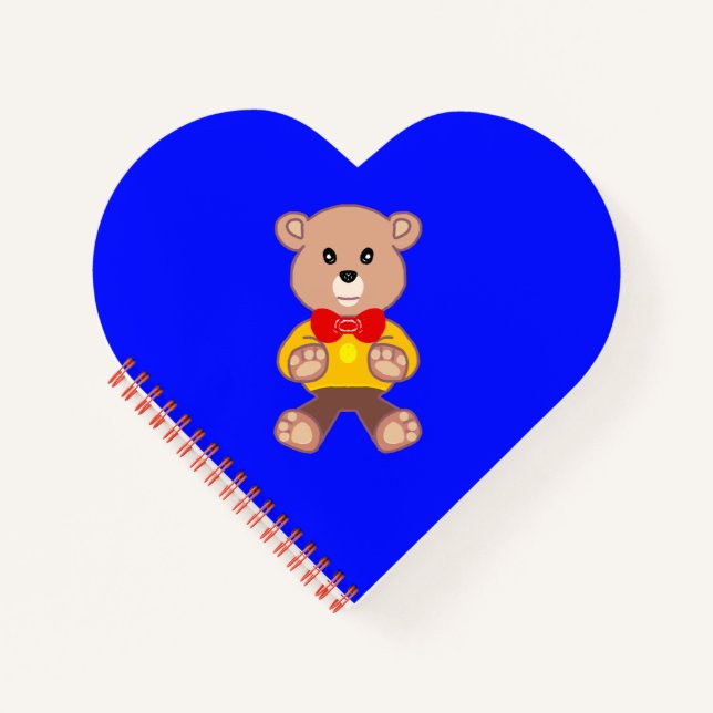 Cuaderno Personalizado de oso de peluche sobre azul (Anverso)
