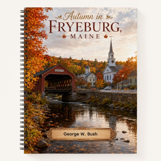 Cuaderno personalizado de otoño en Fryeburg Maine (Anverso)