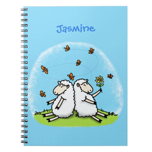 Cuaderno Personalizado de ovejas y mariposas (Frente)