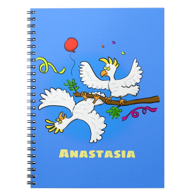 Cuaderno Personalizado de pájaros de cacatúa graciosa (Frente)