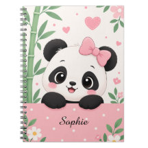 Cuaderno personalizado de panda con nombre de niña