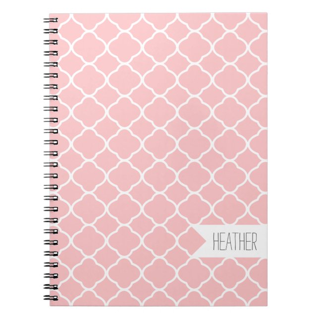 Cuaderno Personalizado de patrón de cuatrefoil geométrico r (Frente)